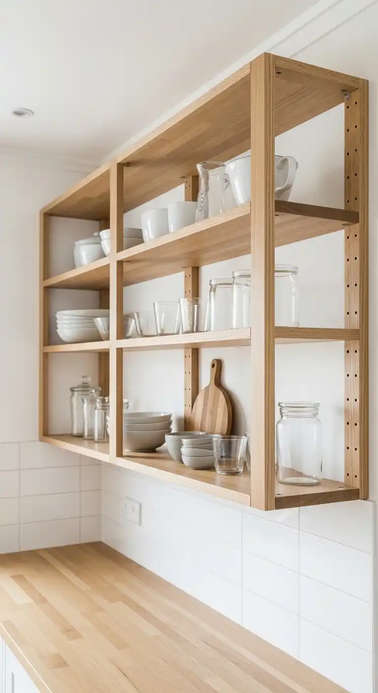 9. Open-Frame Wood Cabinets