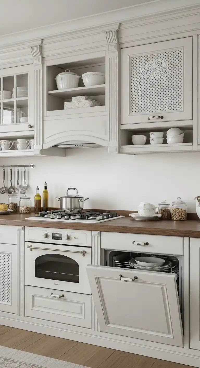 Blending Shabby Chic Cabinets with Modern Appliances
