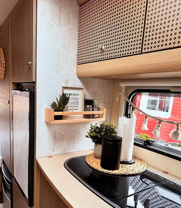 Add a Narrow Floating Ledge Under the Cabinets for the Small Stuff