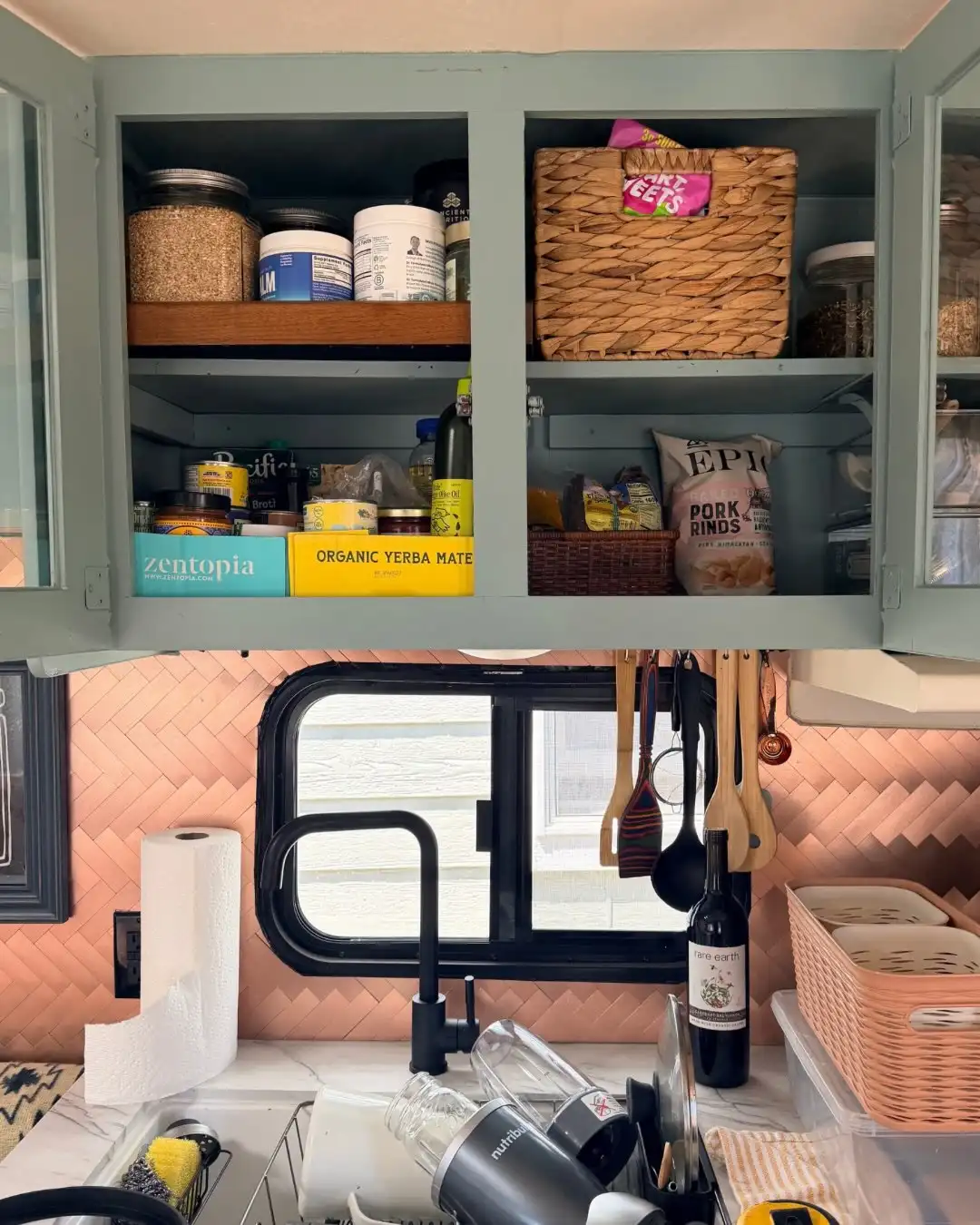 Add a Small Riser Shelf and a Basket to Double a Cabinet's Capacity
