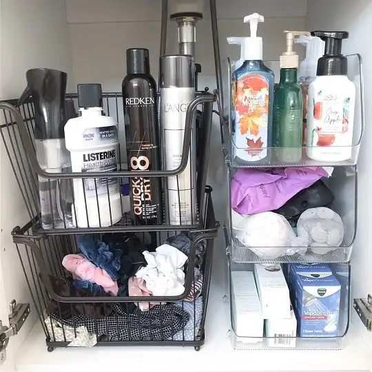 Stack a Wire Basket and a Riser Drawer Side by Side