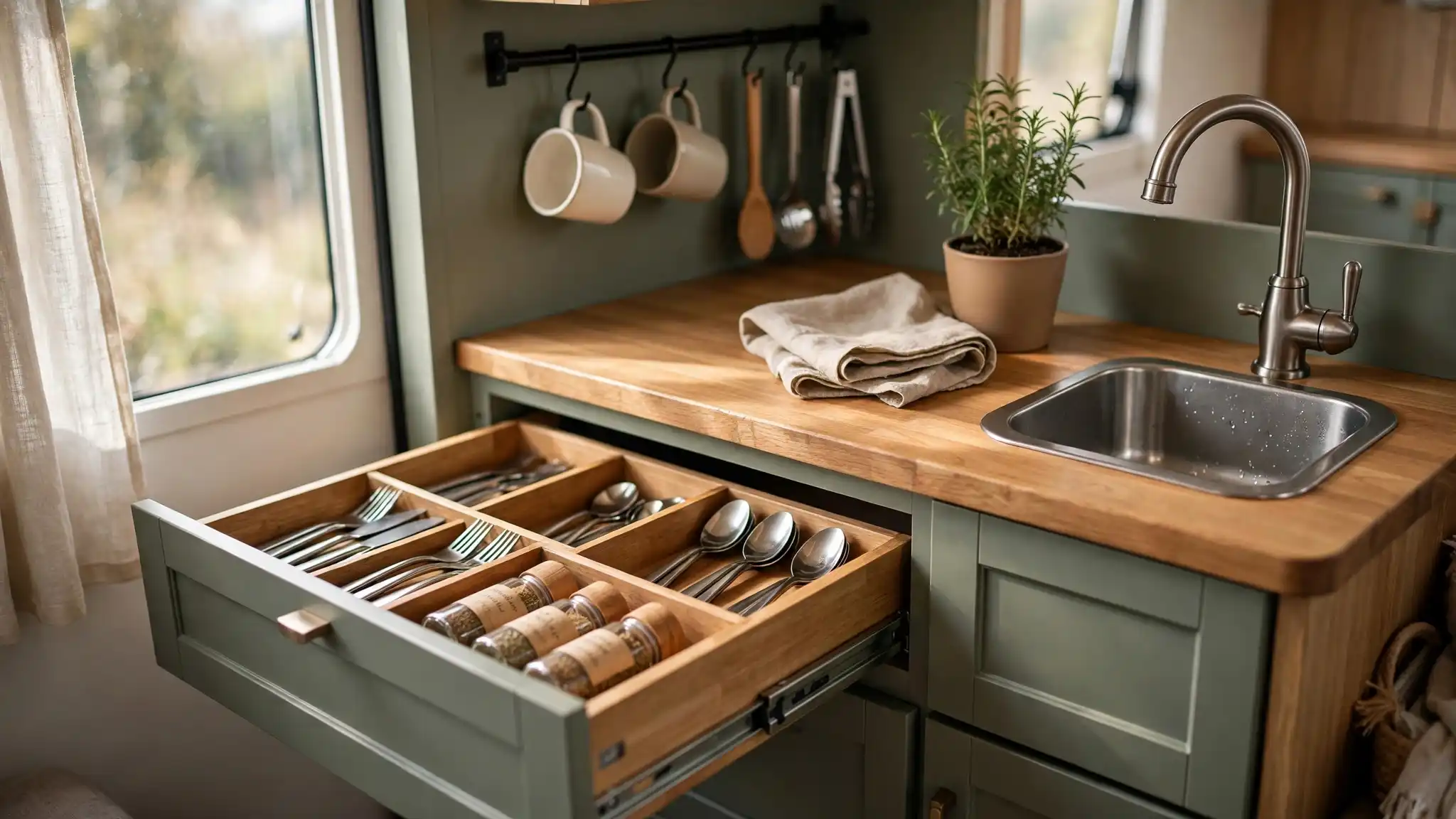 RV Kitchen Drawer Organization Ideas That Survive Travel Days