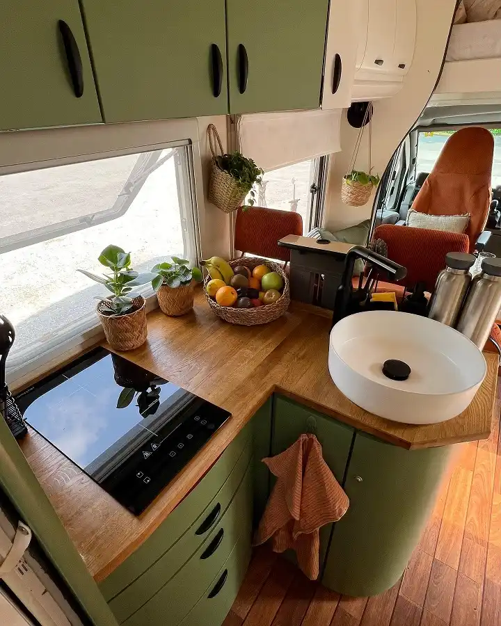 RV countertop organization