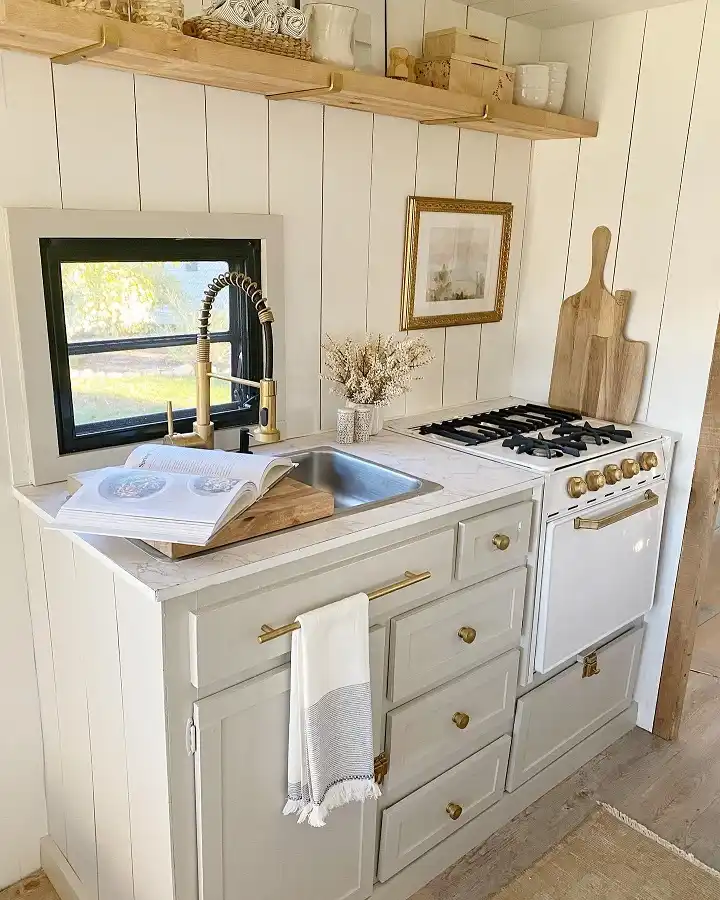 RV kitchen wall shelves