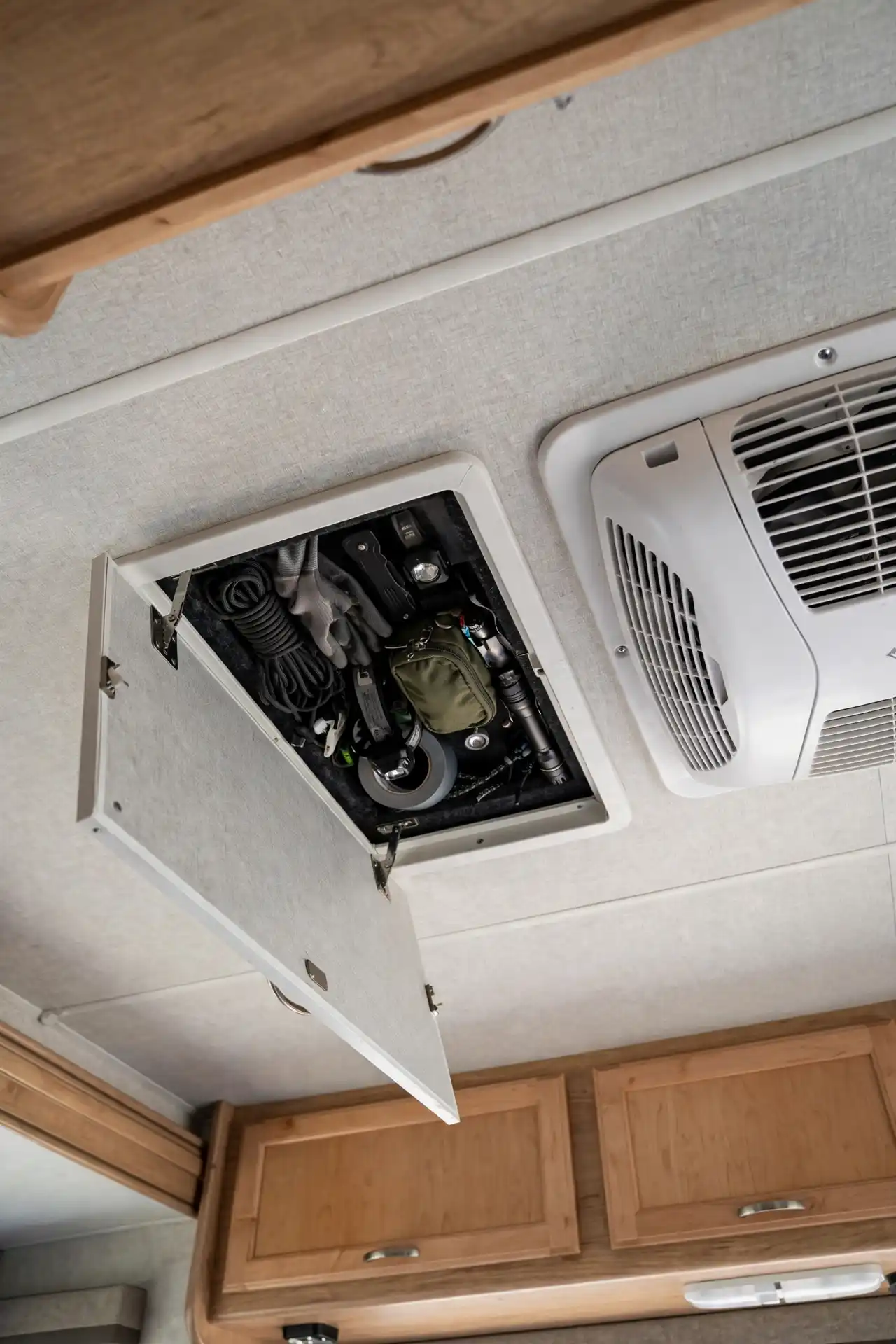 rv ceiling hidden storage