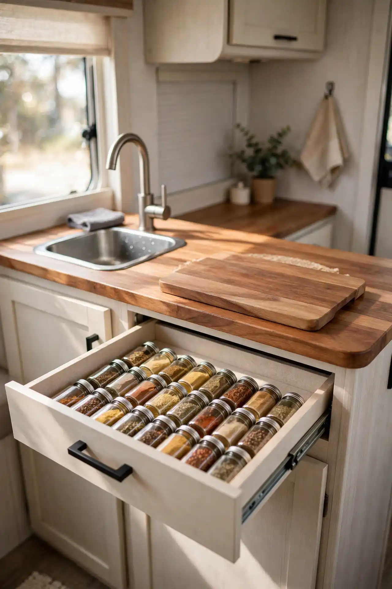 rv spice drawer organized